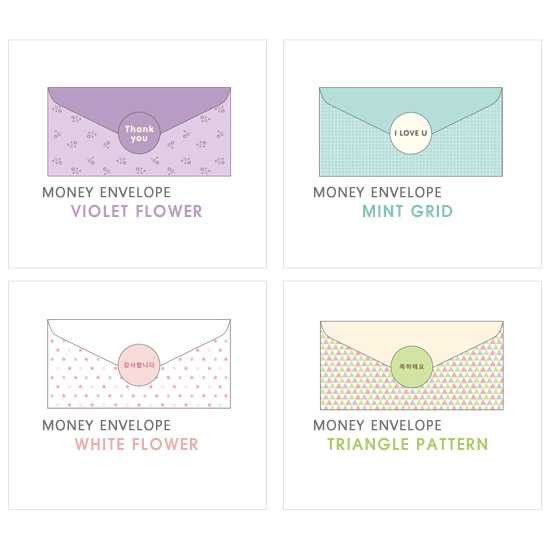 PLEPLE Pattern money envelope set with stickers