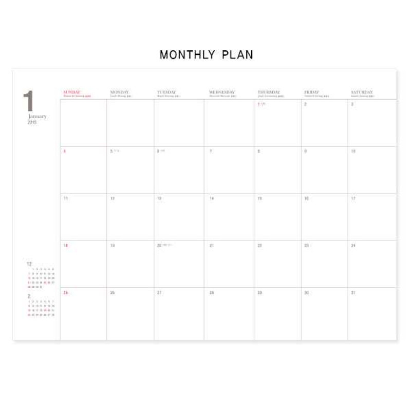 2015 Gunmangzeung Simple light monthly small dated planner