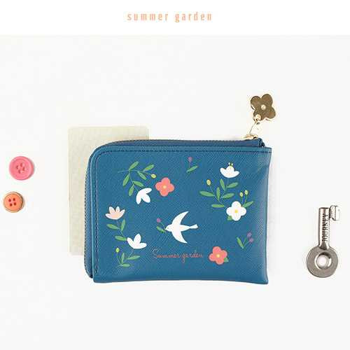 Livework Piyo cute pattern half zip around card wallet