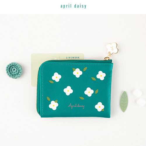 Livework Piyo cute pattern half zip around card wallet