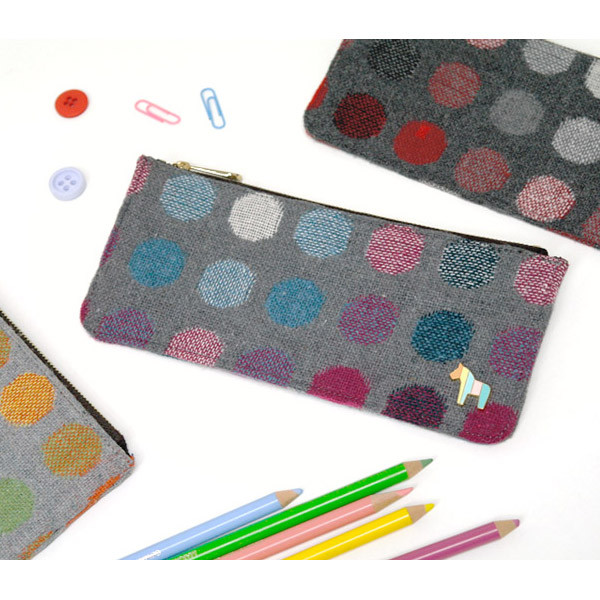 Pony circle pattern flat pouch pencil case