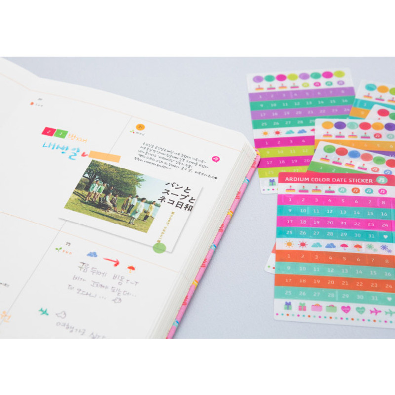 Color date adhesive sticker set of 6 sheets Color date adhesive sticker set of 6 sheets