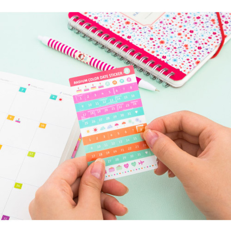 Color date adhesive sticker set of 6 sheets Color date adhesive sticker set of 6 sheets