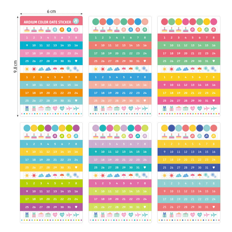 Colors of Color date adhesive sticker set of 6 sheets Colors of Color date adhesive sticker set of 6 sheets