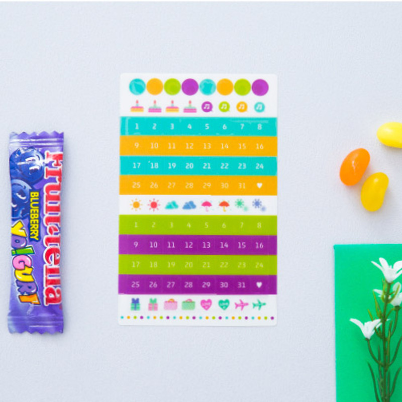 Color date adhesive sticker set of 6 sheets Color date adhesive sticker set of 6 sheets