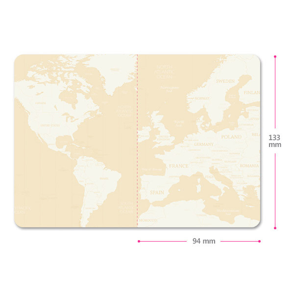 Size of World map passport cover case