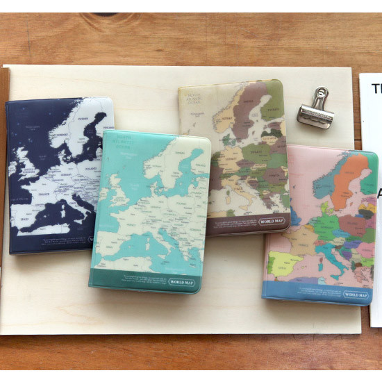 World map passport cover case