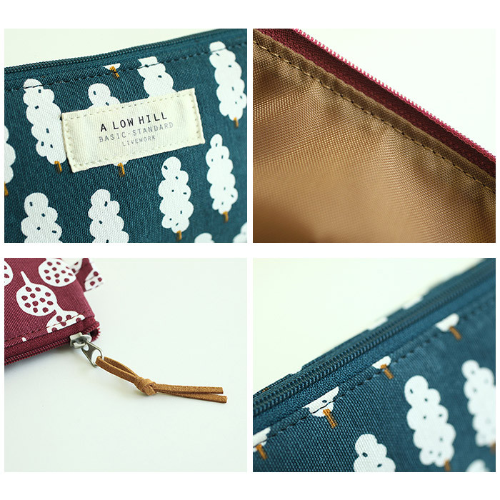 Detail of A low hill basic tree pattern medium canvas pouch