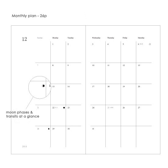 Monthly plan - 2015 Moon dated small diary scheduler