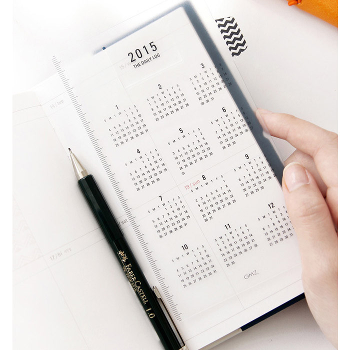 Translucent index PP with 2015 calendar