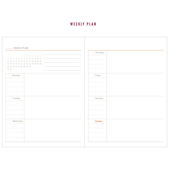 Weekly plan - Classic agenda small undated diary