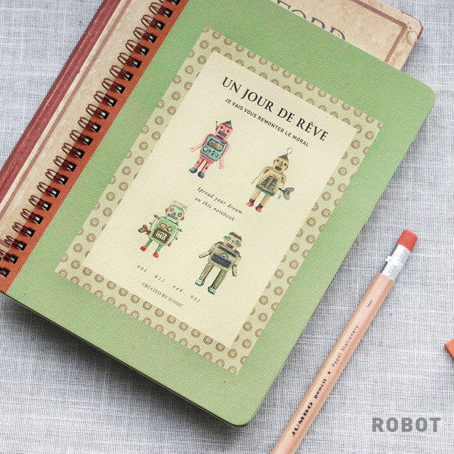 Robot - Un jour de reve retro wirebound journal notebook