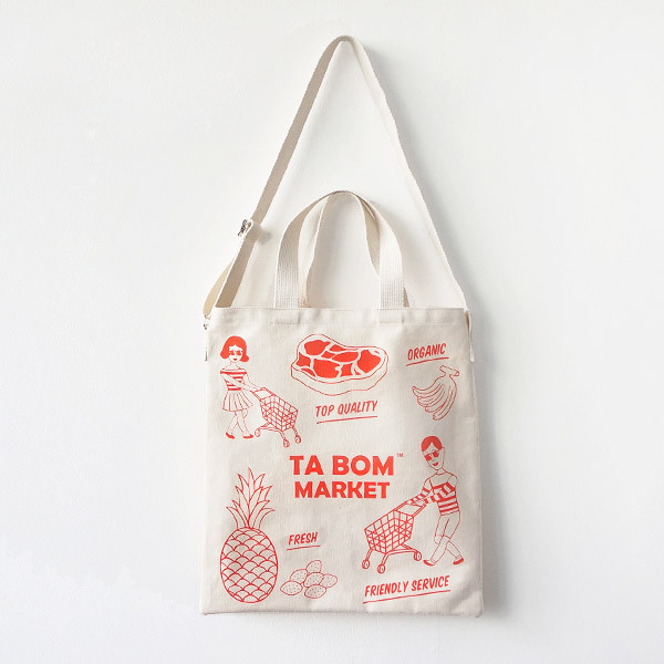 Tabom market red tote shoulder bag