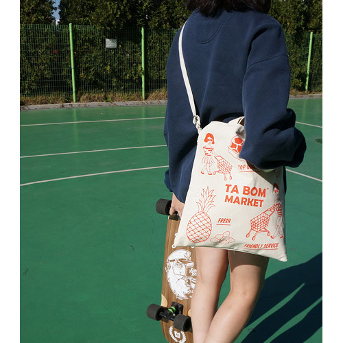 Tabom market red tote shoulder bag