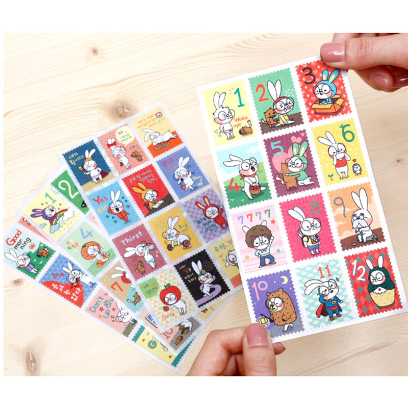 Cute character deco stamp sticker set Cute character deco stamp sticker set