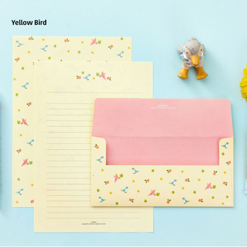 Yellow bird - Animal letter paper and envelope set