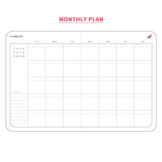 Monthly plan - Ololo flower pattern undated small diary