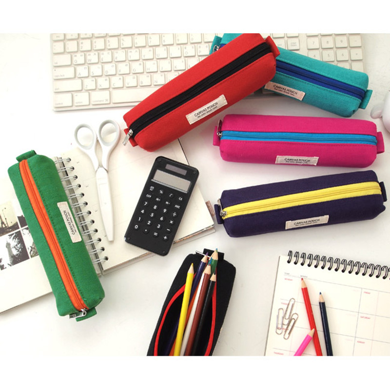 Two tone color simple canvas pencil case Two tone color simple canvas pencil case