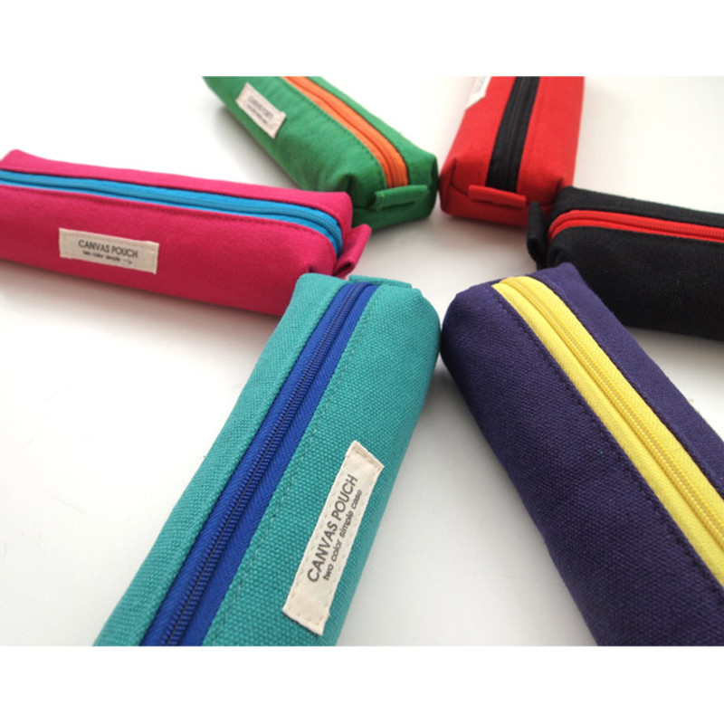 Two tone color simple canvas pencil case Two tone color simple canvas pencil case