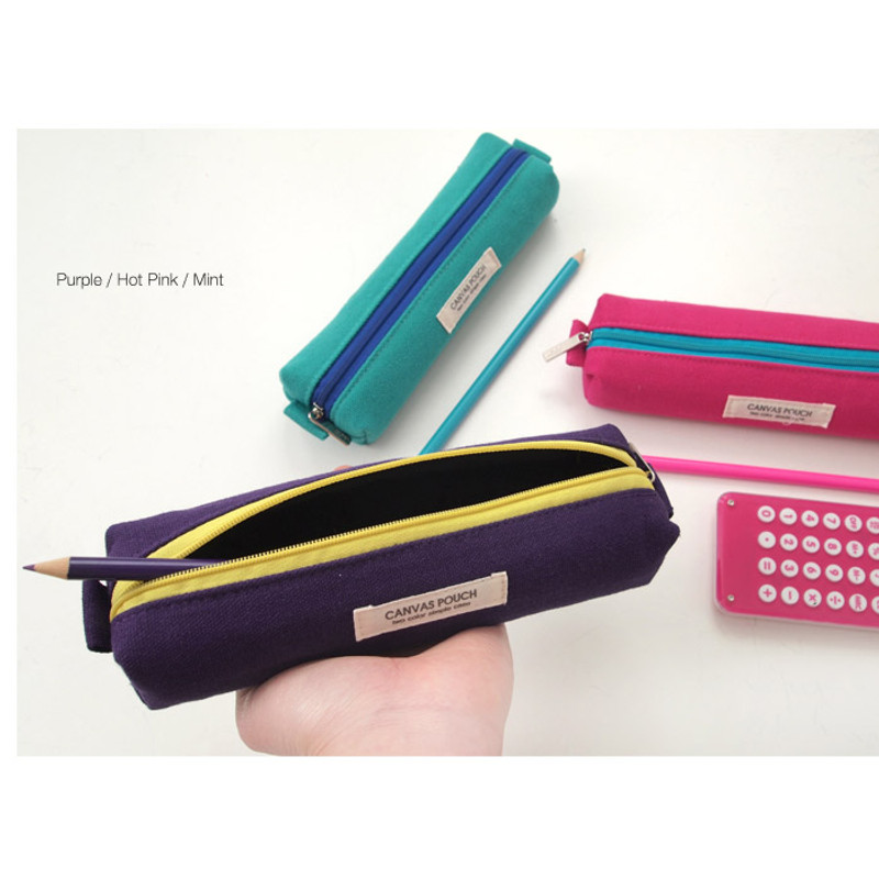 Two tone color simple canvas pencil case Two tone color simple canvas pencil case