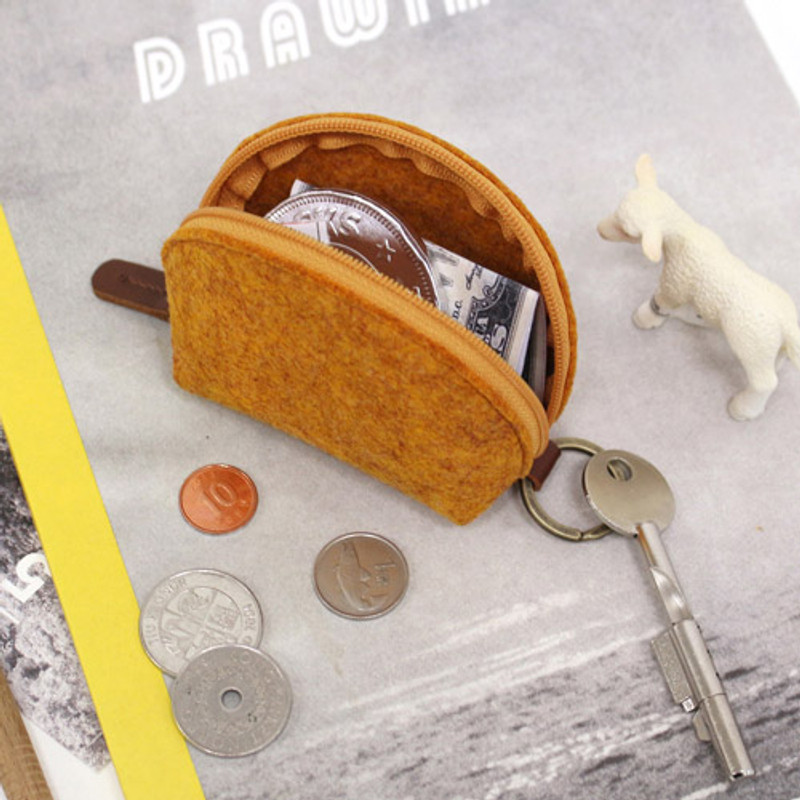 Yellow - The Basic felt coin zipper pouch case ver.3