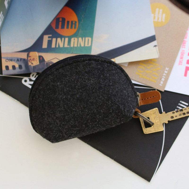 Charcoal - The Basic felt coin zipper pouch case ver.3