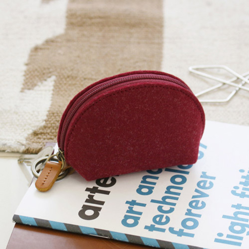 Red - The Basic felt coin zipper pouch case ver.3