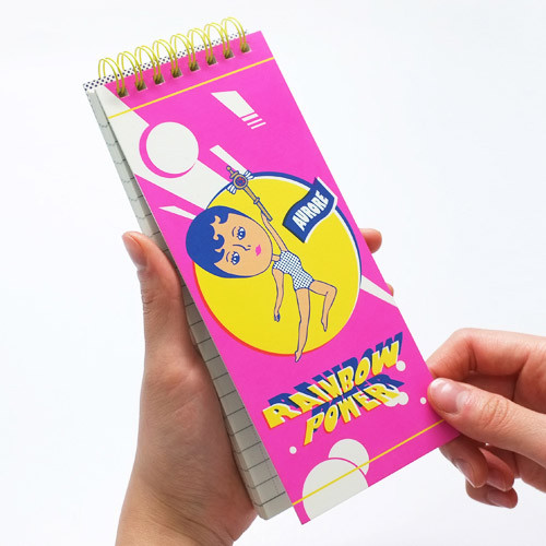 Aurore rainbow power pink wirebound lined long notepad