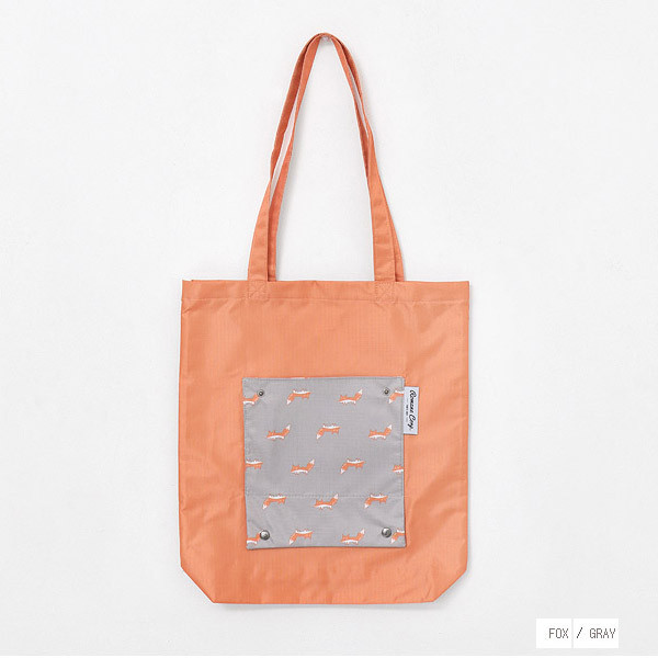 Gray - Mr.wood pocket foldable eco tote bag