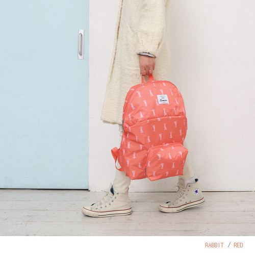 Red - Mr.wood pocket foldable backpack