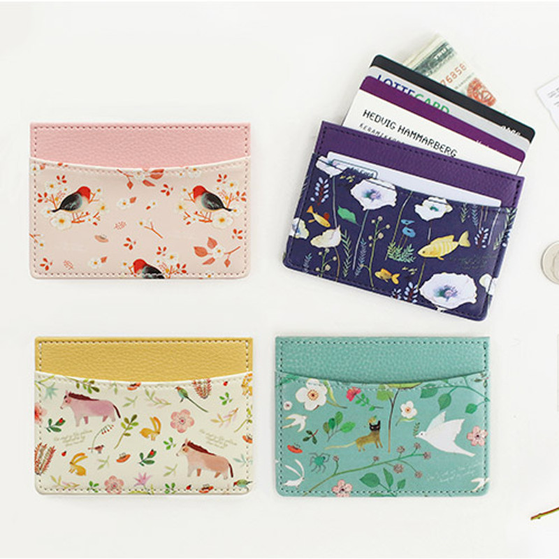 Willow story illustration pattern flat card case holder Willow story illustration pattern flat card case holder