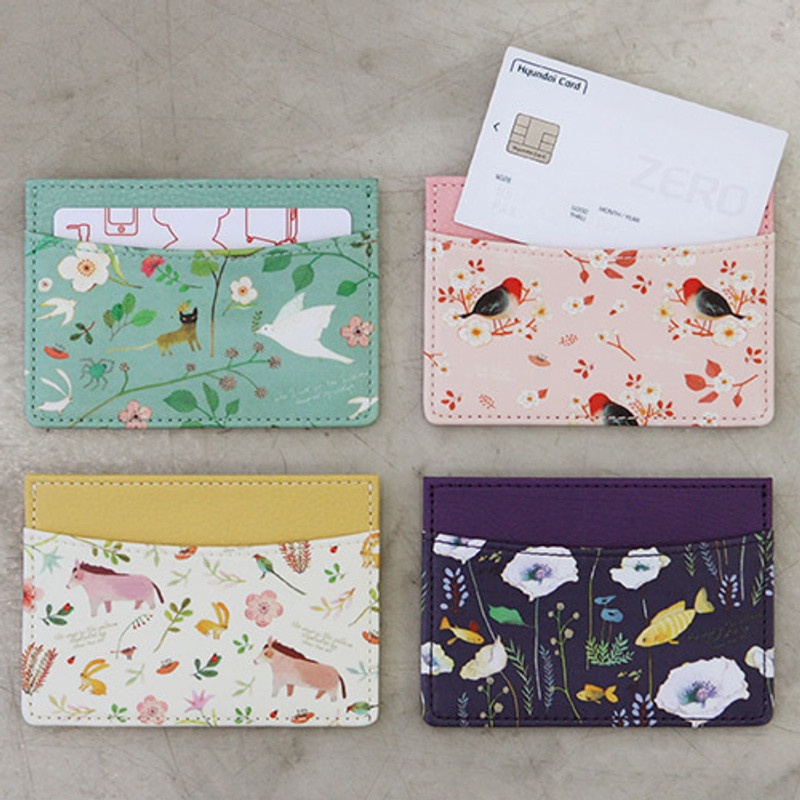 Willow story illustration pattern flat card case holder Willow story illustration pattern flat card case holder