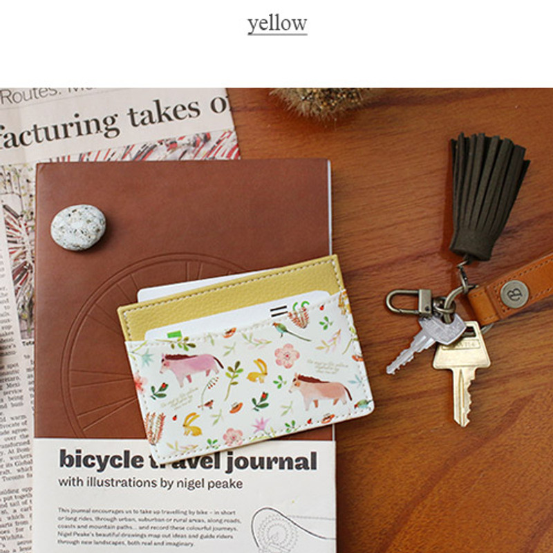 Yellow - Willow story illustration pattern flat card case holder Yellow - Willow story illustration pattern flat card case holder