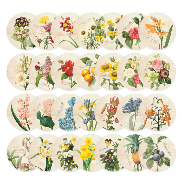 Composition of Flower circle sticker set with tin case