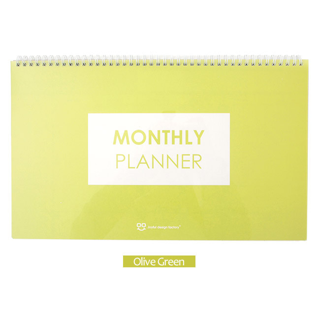 Olive green - Wirebound simple monthly desk planner
