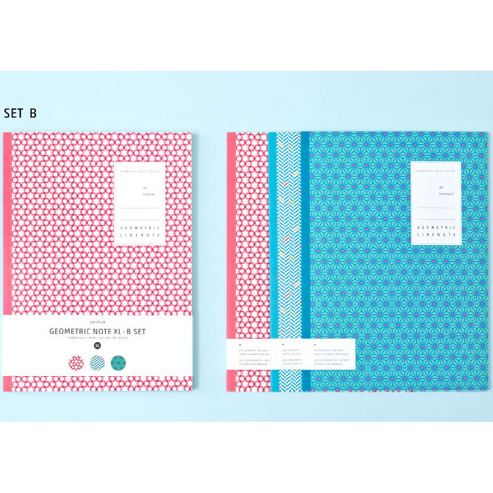 Set B - Geometric pattern lined notebook large