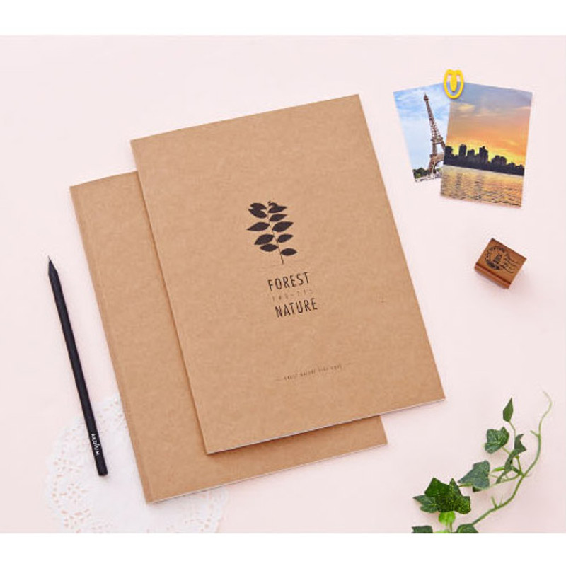 Kraft forest nature lined notebook large