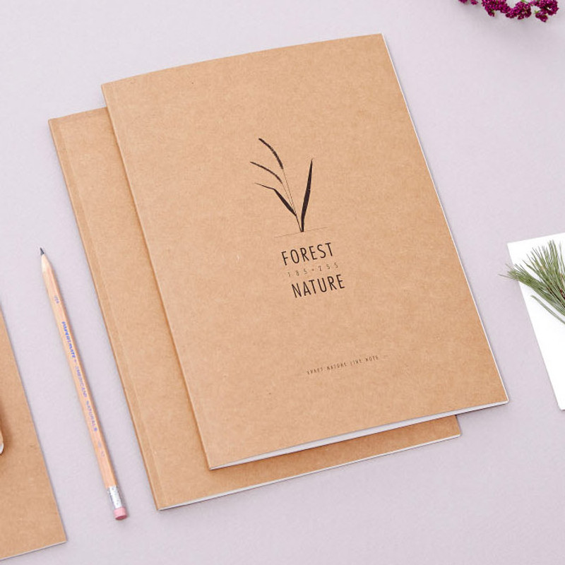 Kraft forest nature lined notebook large