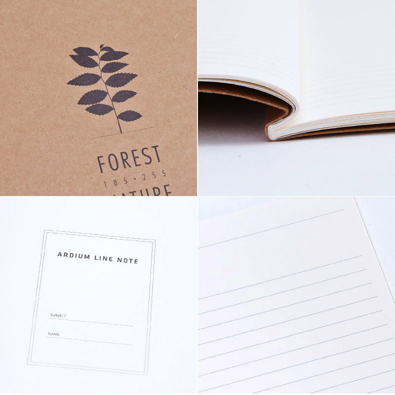 Detail of Kraft forest nature lined notebook large