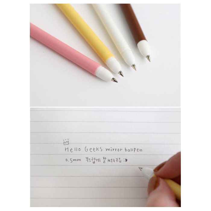 Detail of Hellogeeks mirror black ballpoint pen 0.5mm