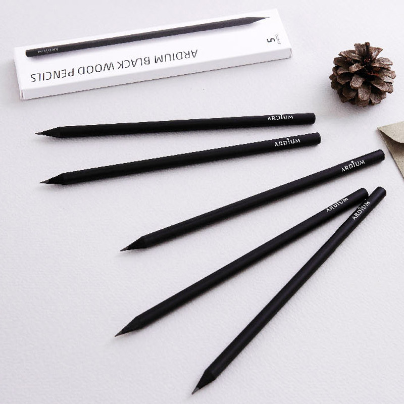 Black wood pencil set of 5 Black wood pencil set of 5