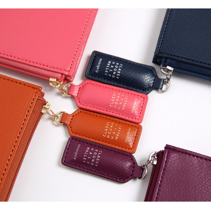 Classy round half zip around wallet