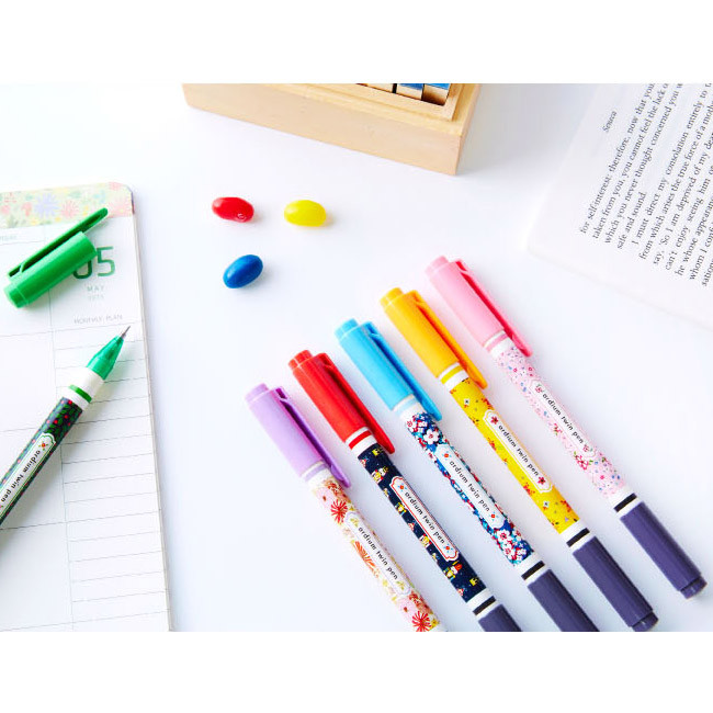 Pattern bright color 0.4mm twin gel pen