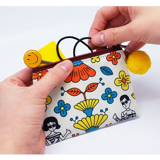 Tabom retro mini pocket pouch with pompom