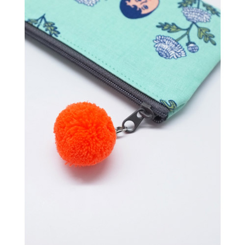 Aurore mint mini pocket pouch with pompom Aurore mint mini pocket pouch with pompom