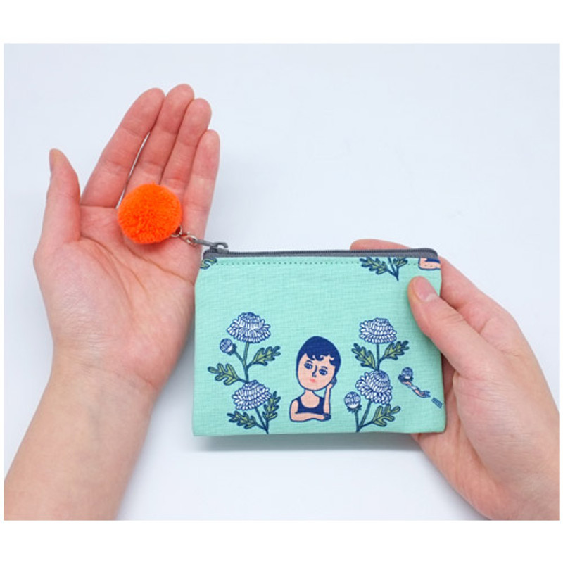 Aurore mint mini pocket pouch with pompom Aurore mint mini pocket pouch with pompom