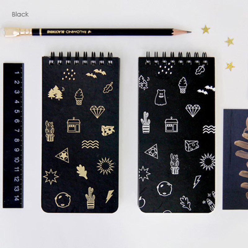 Black - Ghost pop wirebound lined notepad