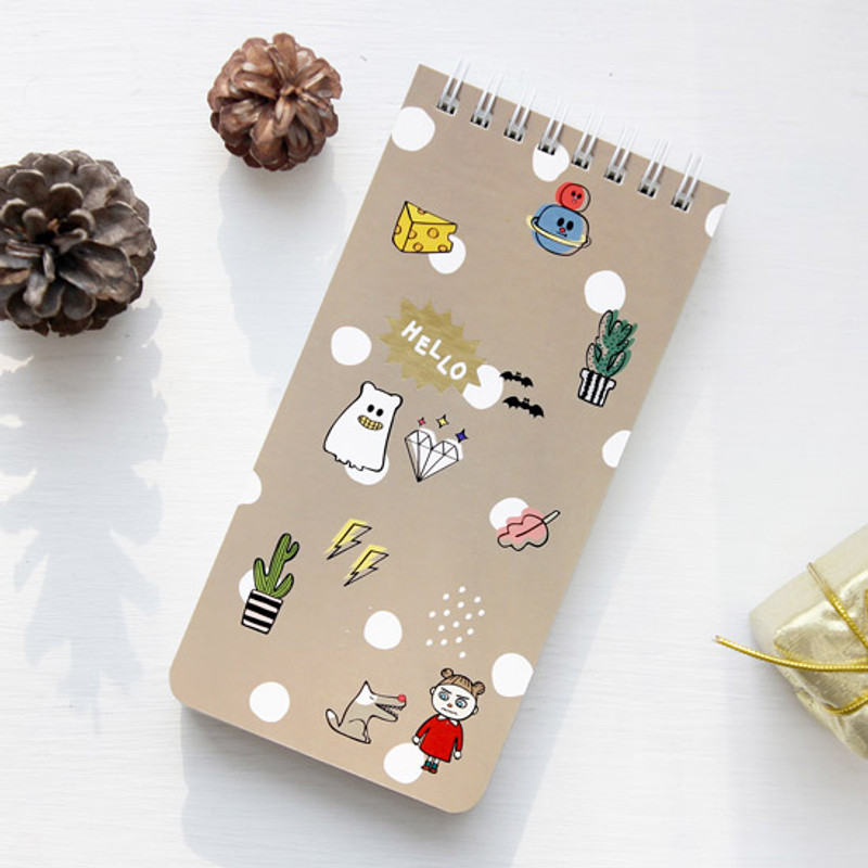 Beige - Ghost pop wirebound lined notepad