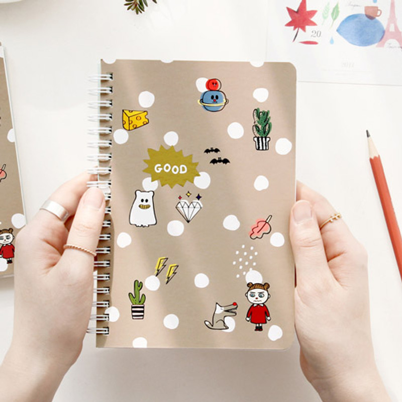 Beige - Ghost pop wirebound medium lined notepad Beige - Ghost pop wirebound medium lined notepad