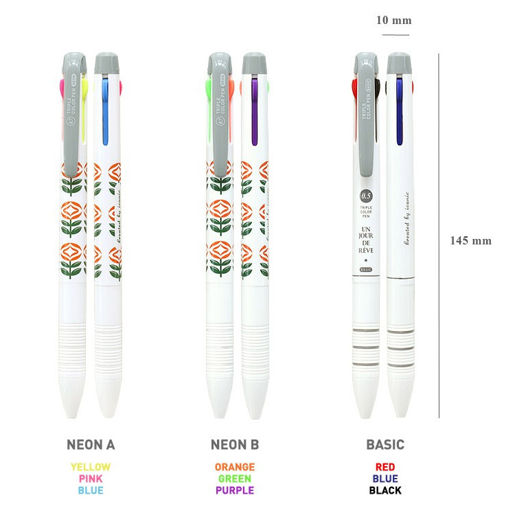 Size of Un jour de reve triple 3 colors in 1 pen